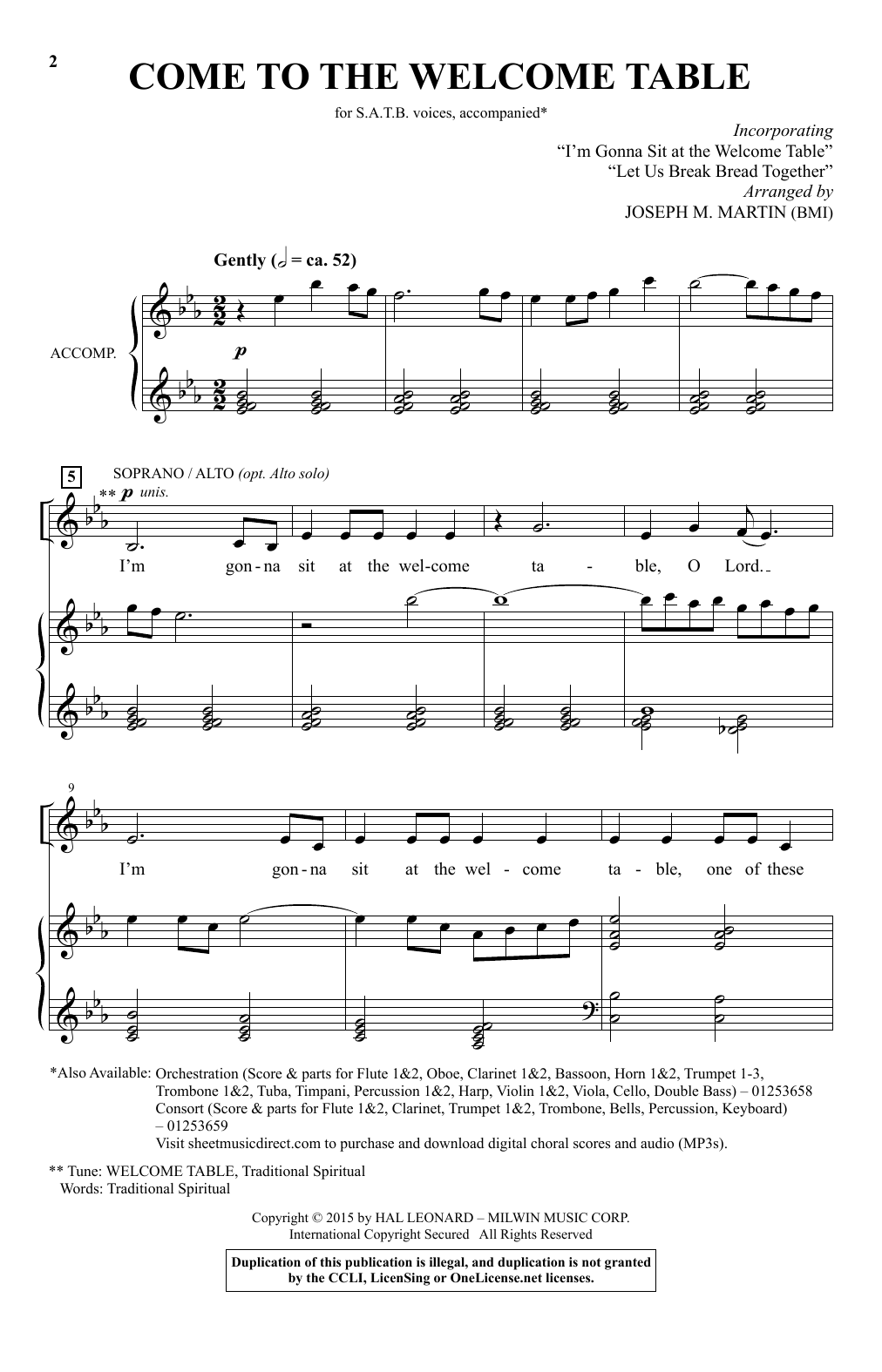 Download Joseph M. Martin Come To The Welcome Table Sheet Music