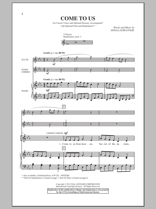 Download Anna Laura Page Come To Us Sheet Music