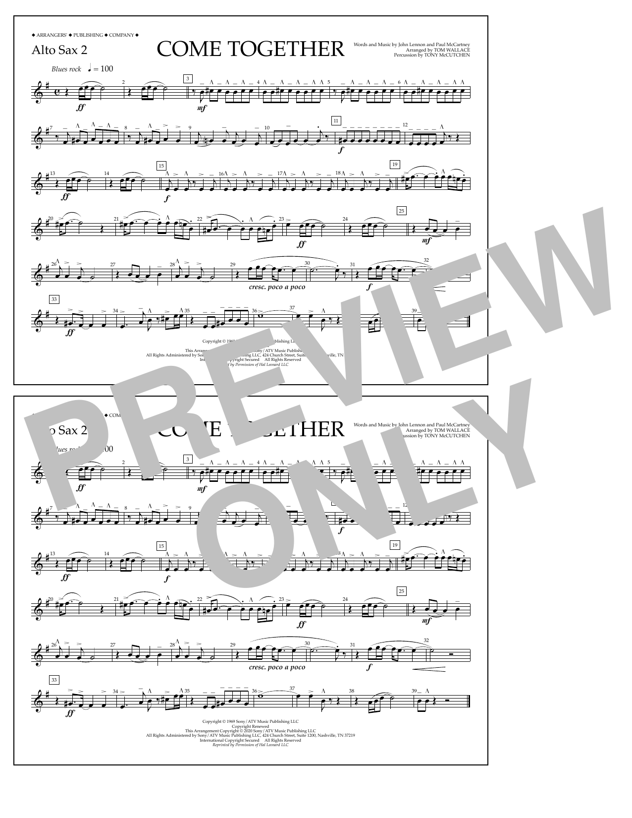 Download The Beatles Come Together (arr. Tom Wallace) - Alto Sheet Music