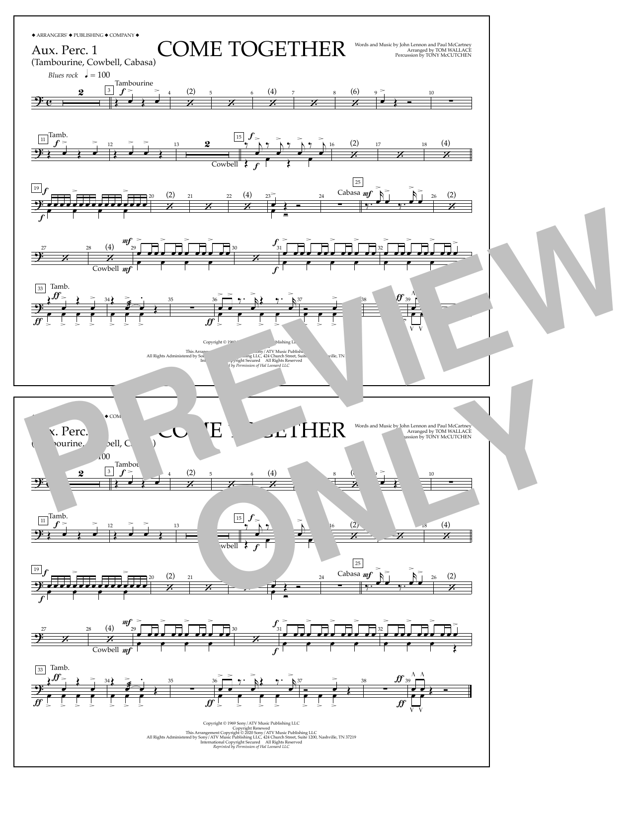 Download The Beatles Come Together (arr. Tom Wallace) - Aux. Sheet Music
