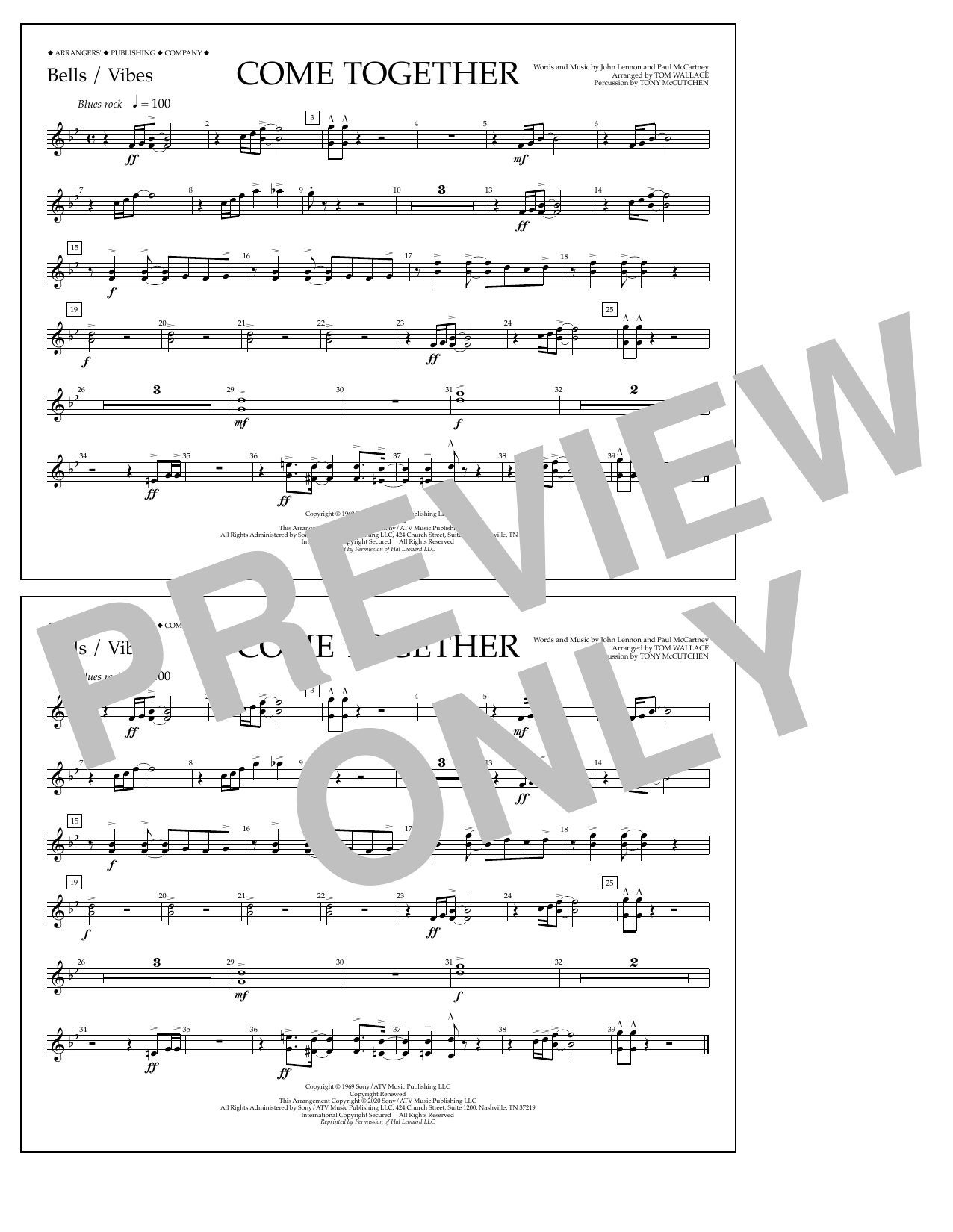 Download The Beatles Come Together (arr. Tom Wallace) - Bell Sheet Music