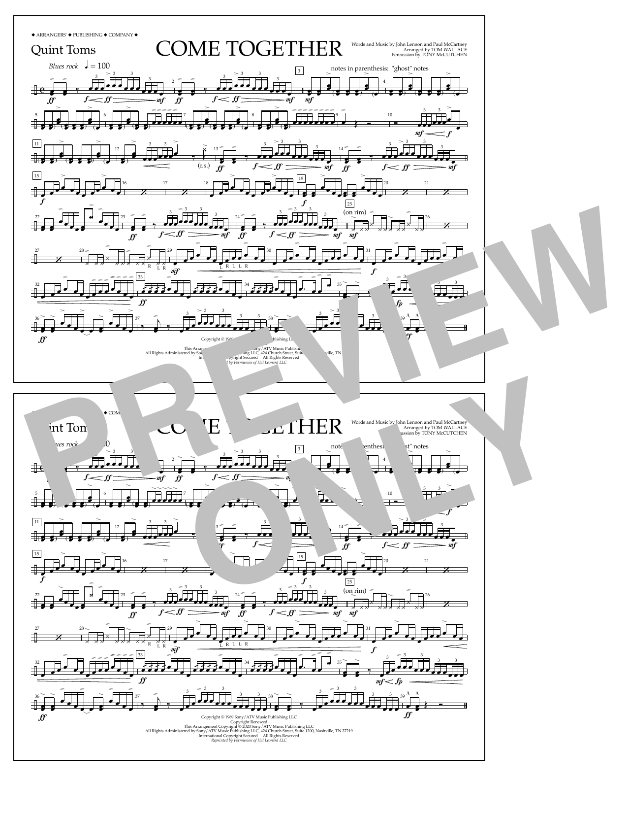 Download The Beatles Come Together (arr. Tom Wallace) - Quin Sheet Music