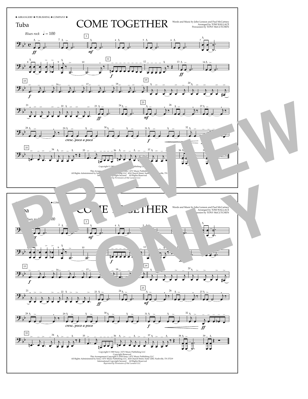 Download The Beatles Come Together (arr. Tom Wallace) - Tuba Sheet Music