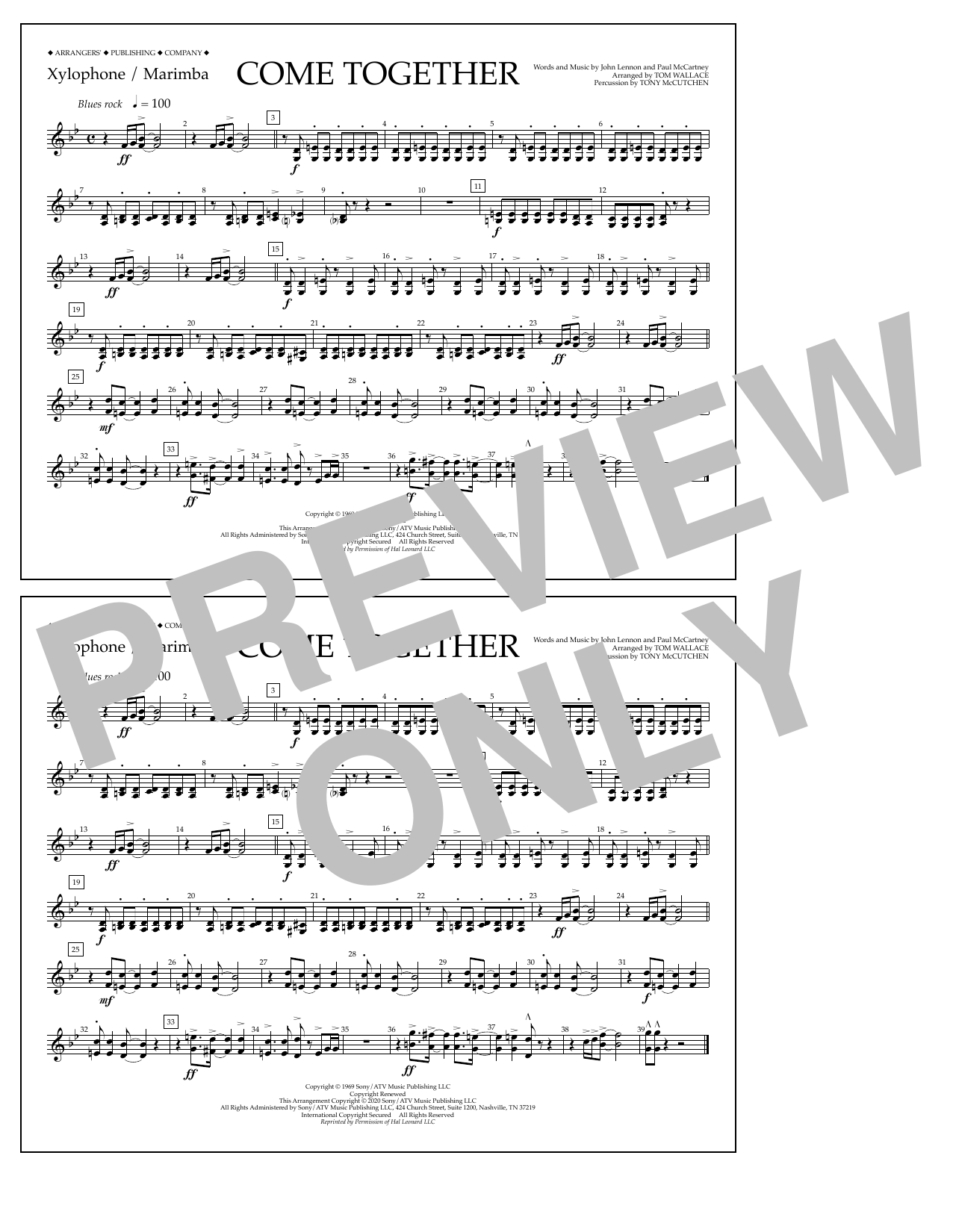 Download The Beatles Come Together (arr. Tom Wallace) - Xylo Sheet Music