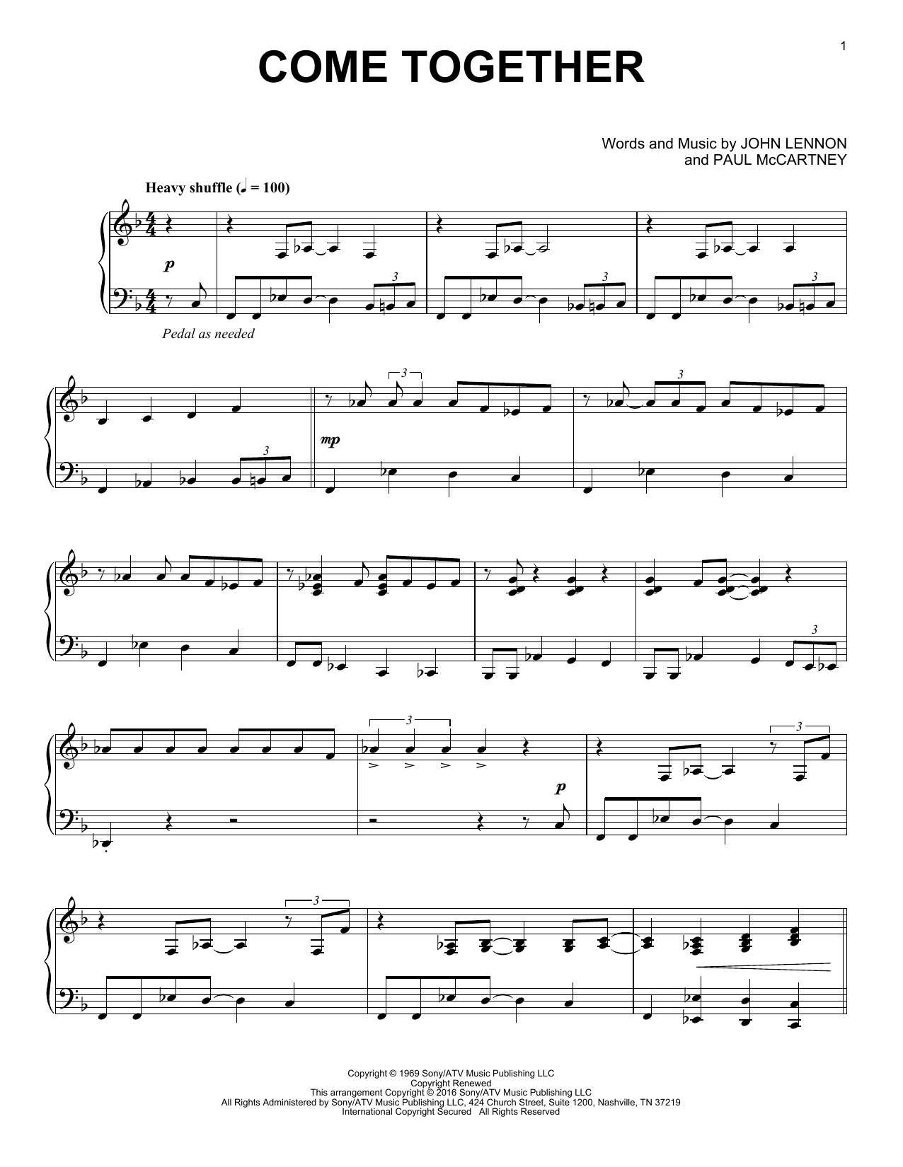 Download The Beatles Come Together [Jazz version] Sheet Music