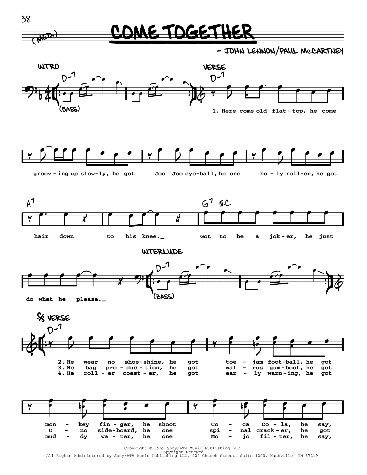 Download The Beatles Come Together [Jazz version] Sheet Music