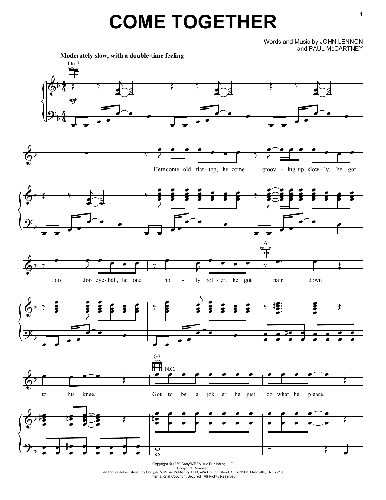 Download The Beatles Come Together Sheet Music