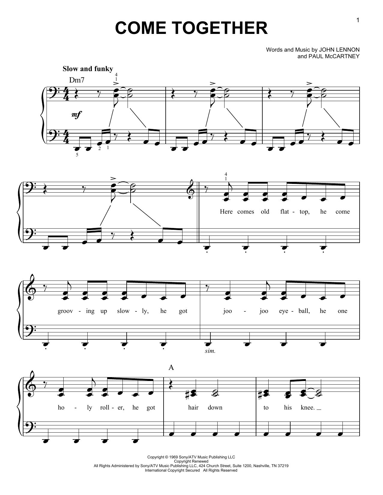 Download The Beatles Come Together Sheet Music