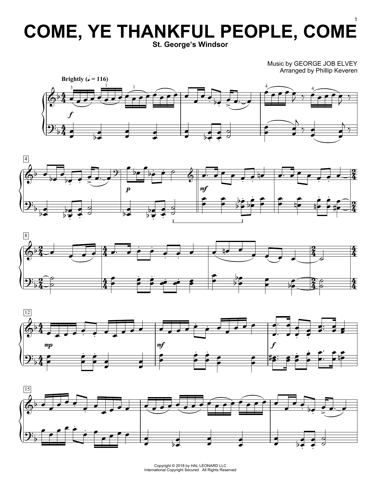 Download George Job Elvey Come, Ye Thankful People, Come (arr. Ph Sheet Music