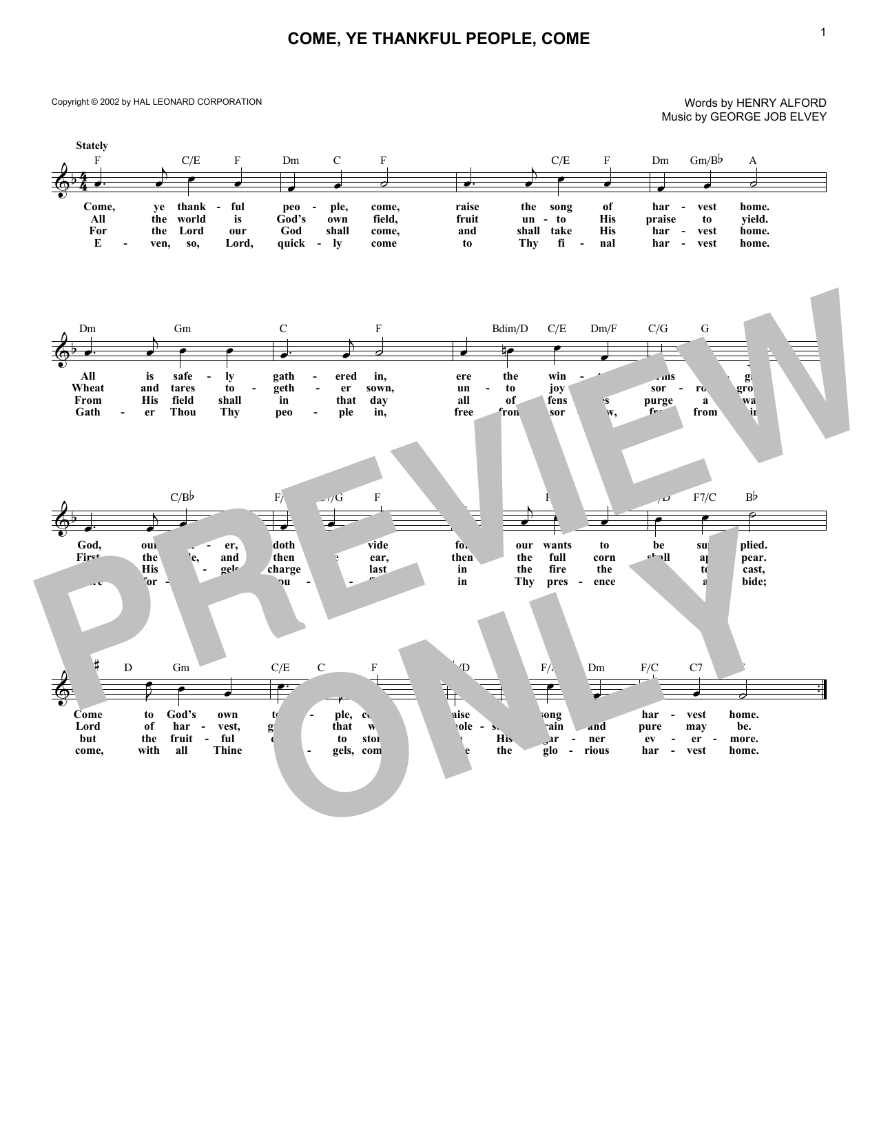 Download Henry Alford Come, Ye Thankful People, Come Sheet Music
