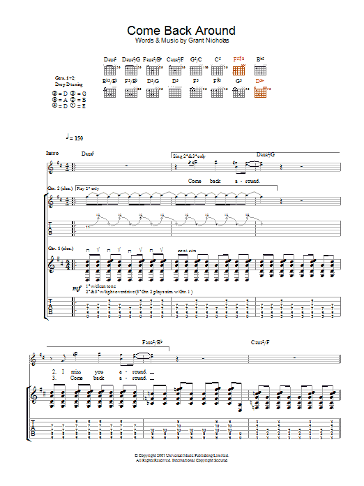 Download Feeder Come Back Around Sheet Music