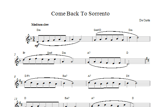 Ernesto DeCurtis Come Back To Sorrento sheet music notes printable PDF score
