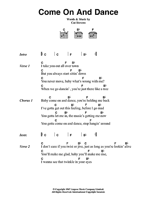 Download Cat Stevens Come On And Dance Sheet Music