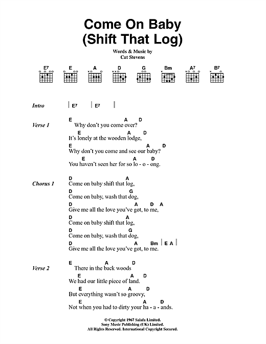 Download Cat Stevens Come On Baby (Shift That Log) Sheet Music