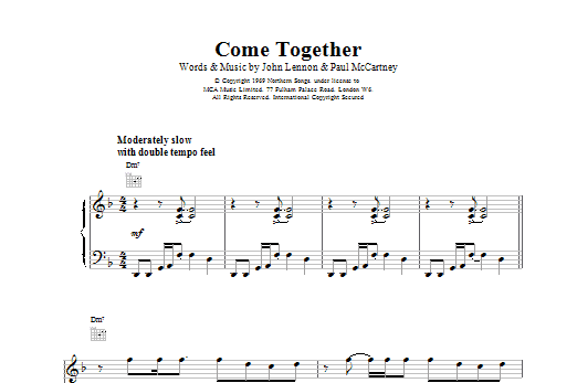 The Beatles Come Together sheet music notes printable PDF score