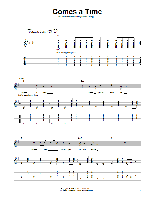 Download Neil Young Comes A Time Sheet Music