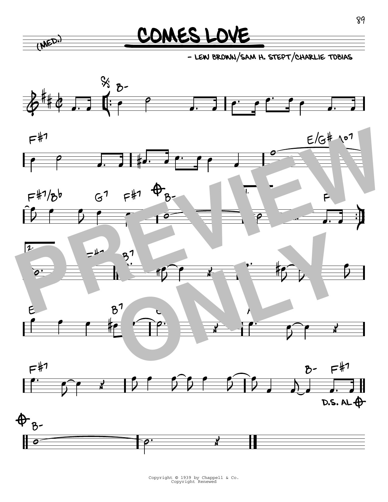 Download Lew Brown Comes Love Sheet Music