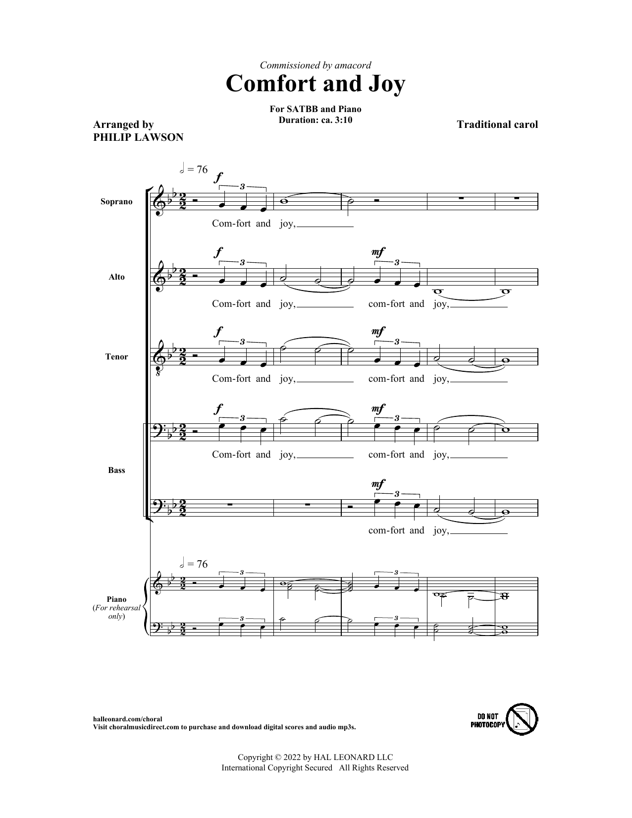 Download Traditional English Carol Comfort And Joy (arr. Philip Lawson) Sheet Music