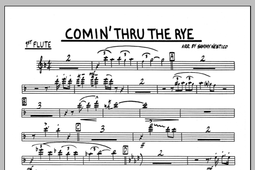 Download Sammy Nestico Comin' Through The Rye - 1st Flute Sheet Music