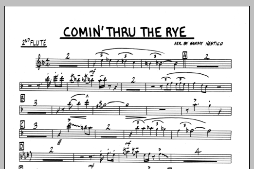 Download Sammy Nestico Comin' Through The Rye - 2nd Flute Sheet Music