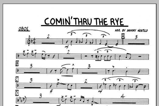Download Sammy Nestico Comin' Through The Rye - Oboe Sheet Music