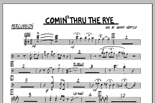 Download Sammy Nestico Comin' Through The Rye - Percussion Sheet Music