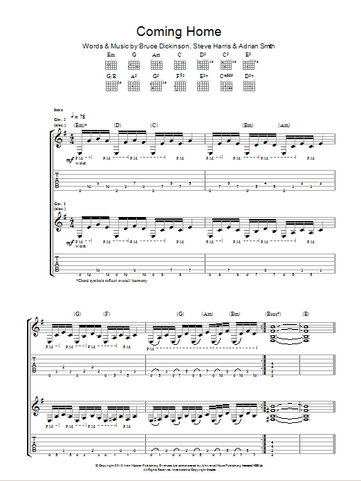 Download Iron Maiden Coming Home Sheet Music