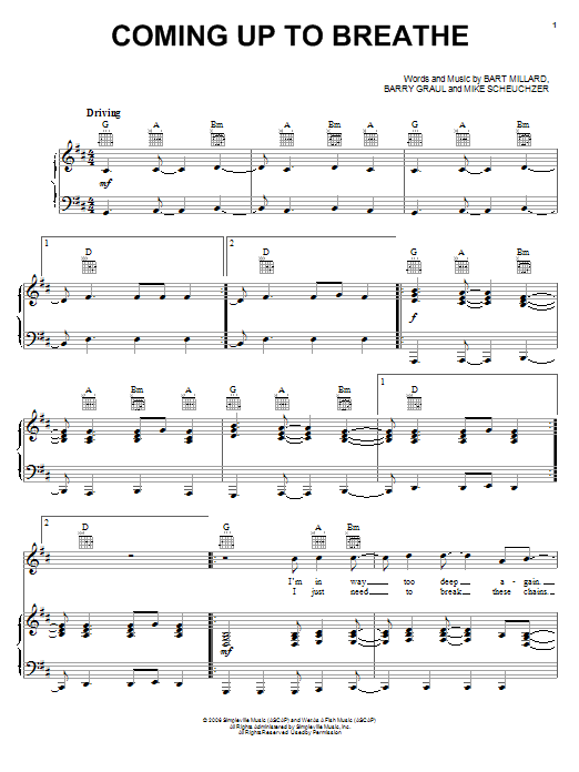 Download MercyMe Coming Up To Breathe Sheet Music