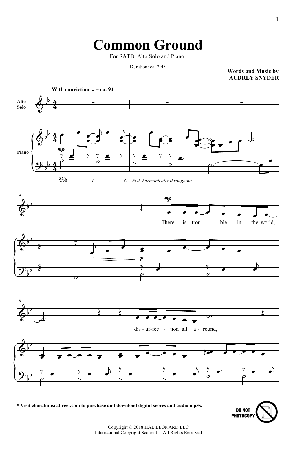Download Audrey Snyder Common Ground Sheet Music