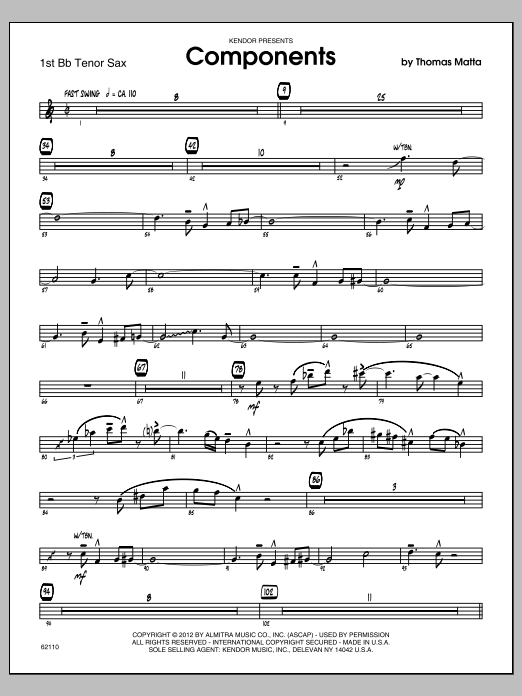 Download Matta Components - Tenor Sax 1 Sheet Music