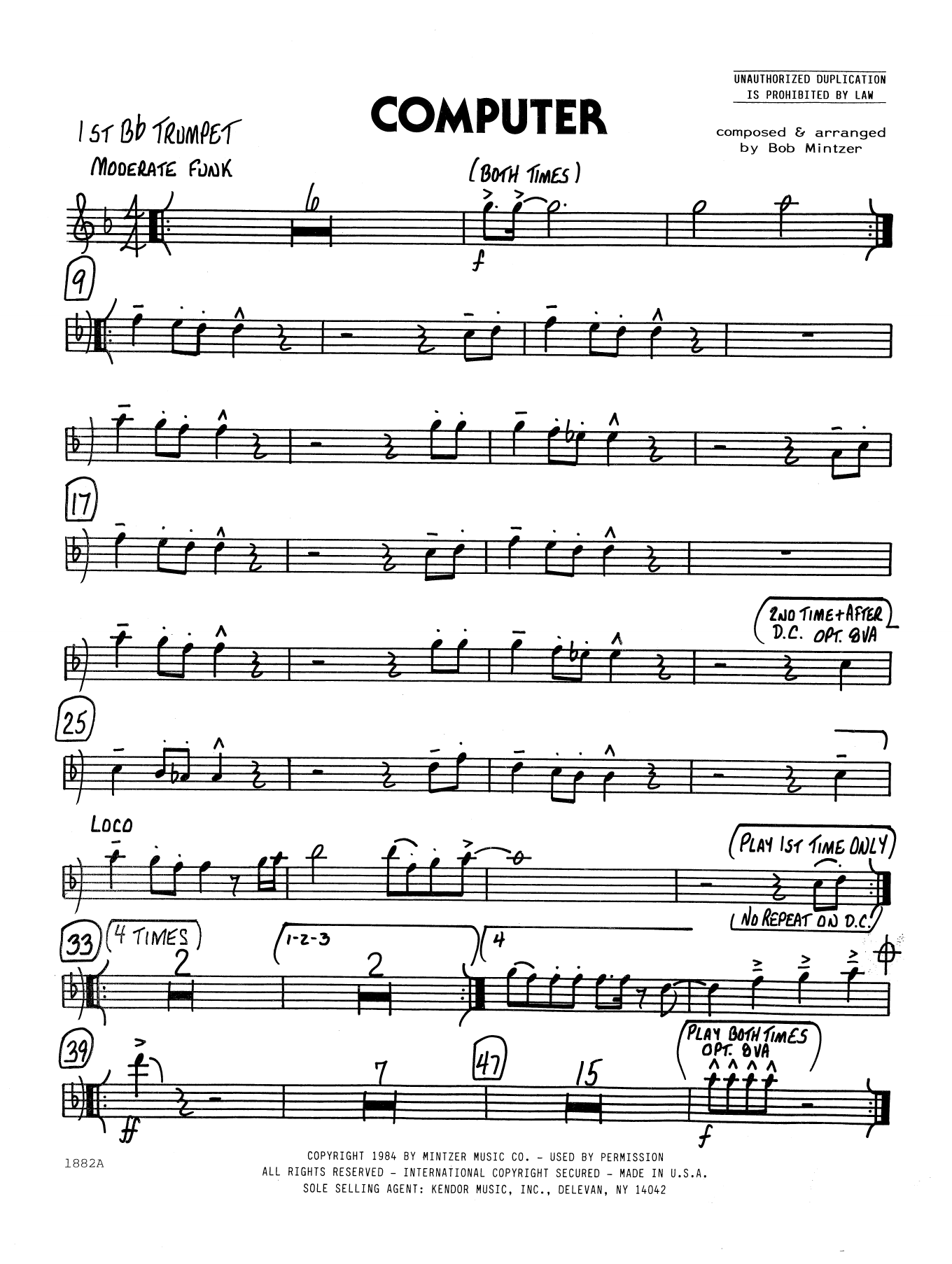 Download Bob Mintzer Computer - 1st Bb Trumpet Sheet Music