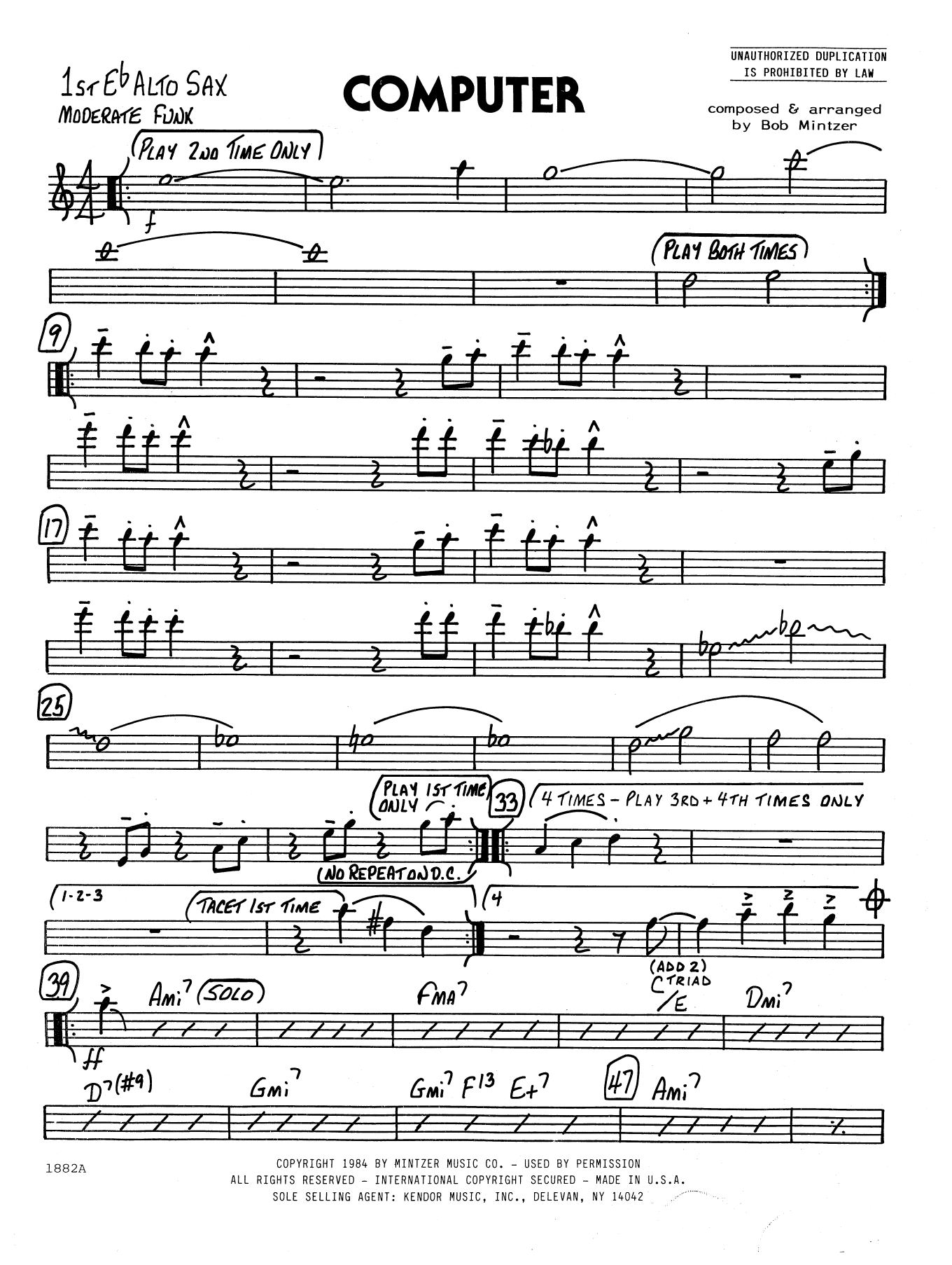 Download Bob Mintzer Computer - 1st Eb Alto Saxophone Sheet Music