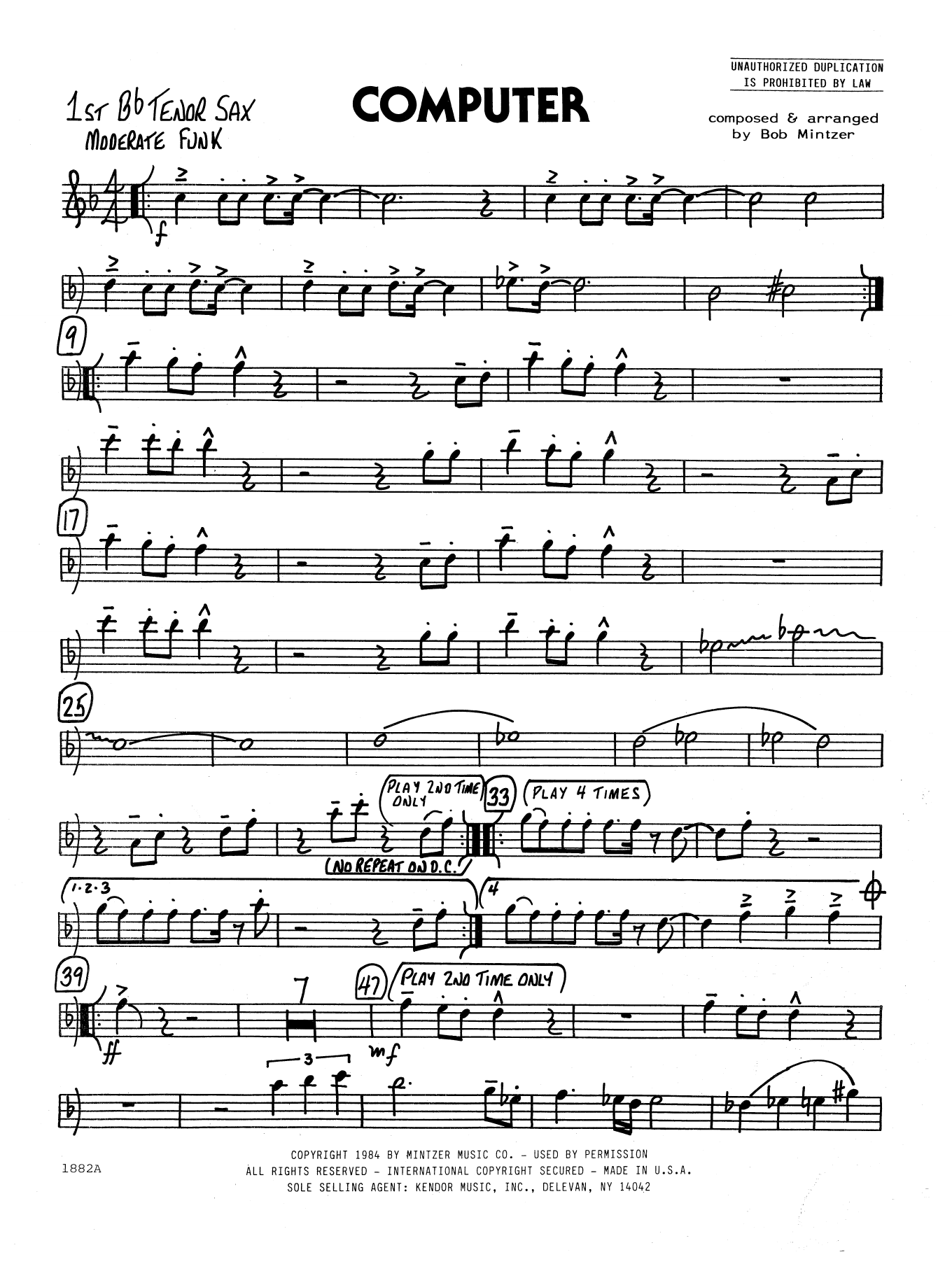 Download Bob Mintzer Computer - 1st Tenor Saxophone Sheet Music