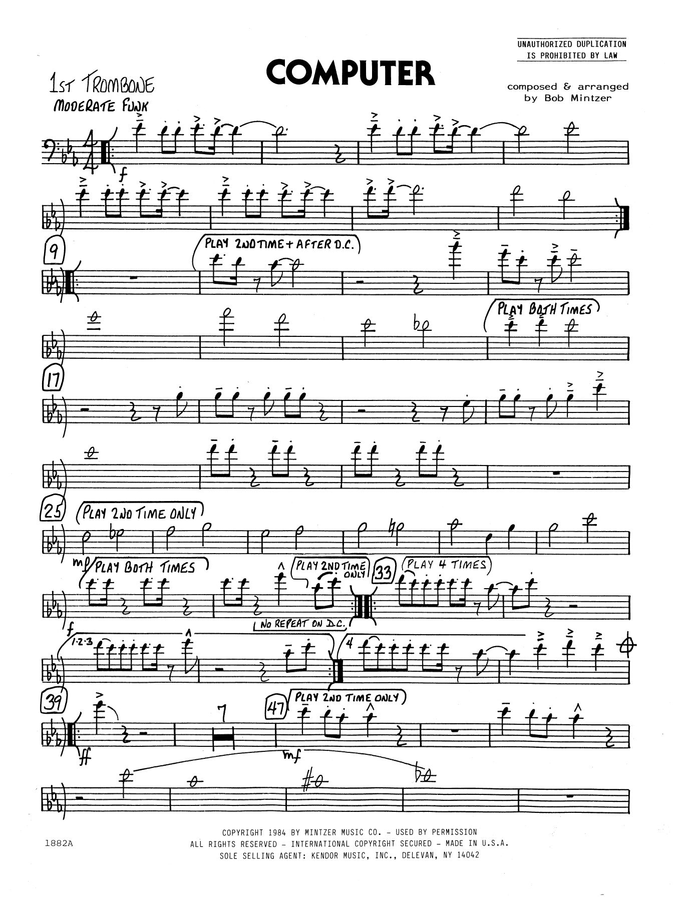 Download Bob Mintzer Computer - 1st Trombone Sheet Music