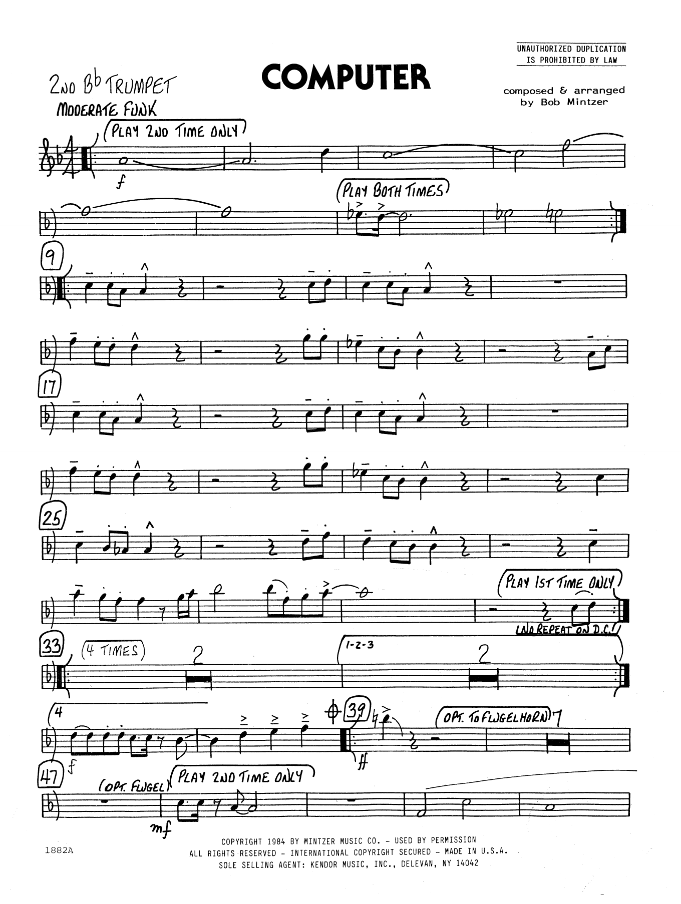 Download Bob Mintzer Computer - 2nd Bb Trumpet Sheet Music