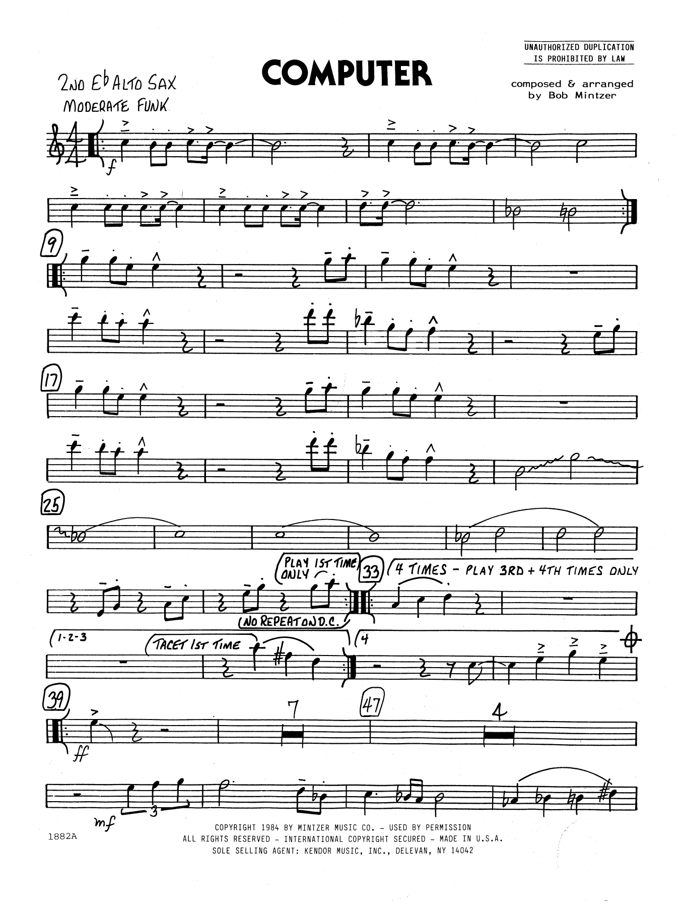 Download Bob Mintzer Computer - 2nd Eb Alto Saxophone Sheet Music