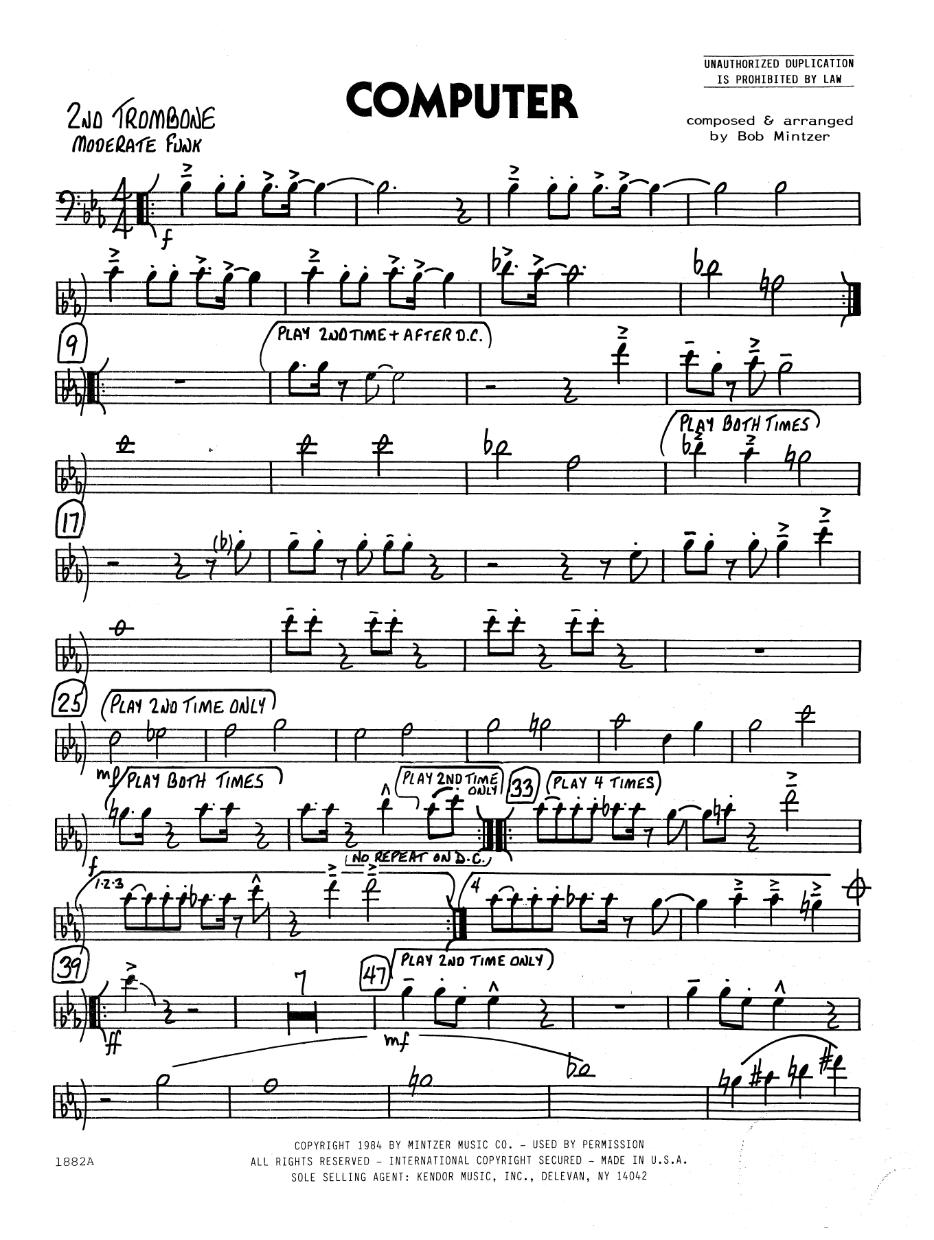 Download Bob Mintzer Computer - 2nd Trombone Sheet Music