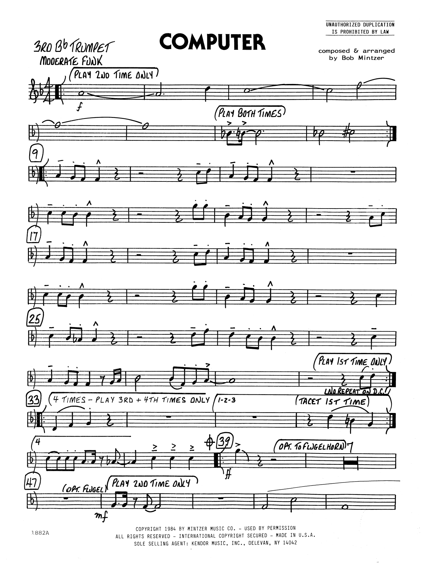 Download Bob Mintzer Computer - 3rd Bb Trumpet Sheet Music