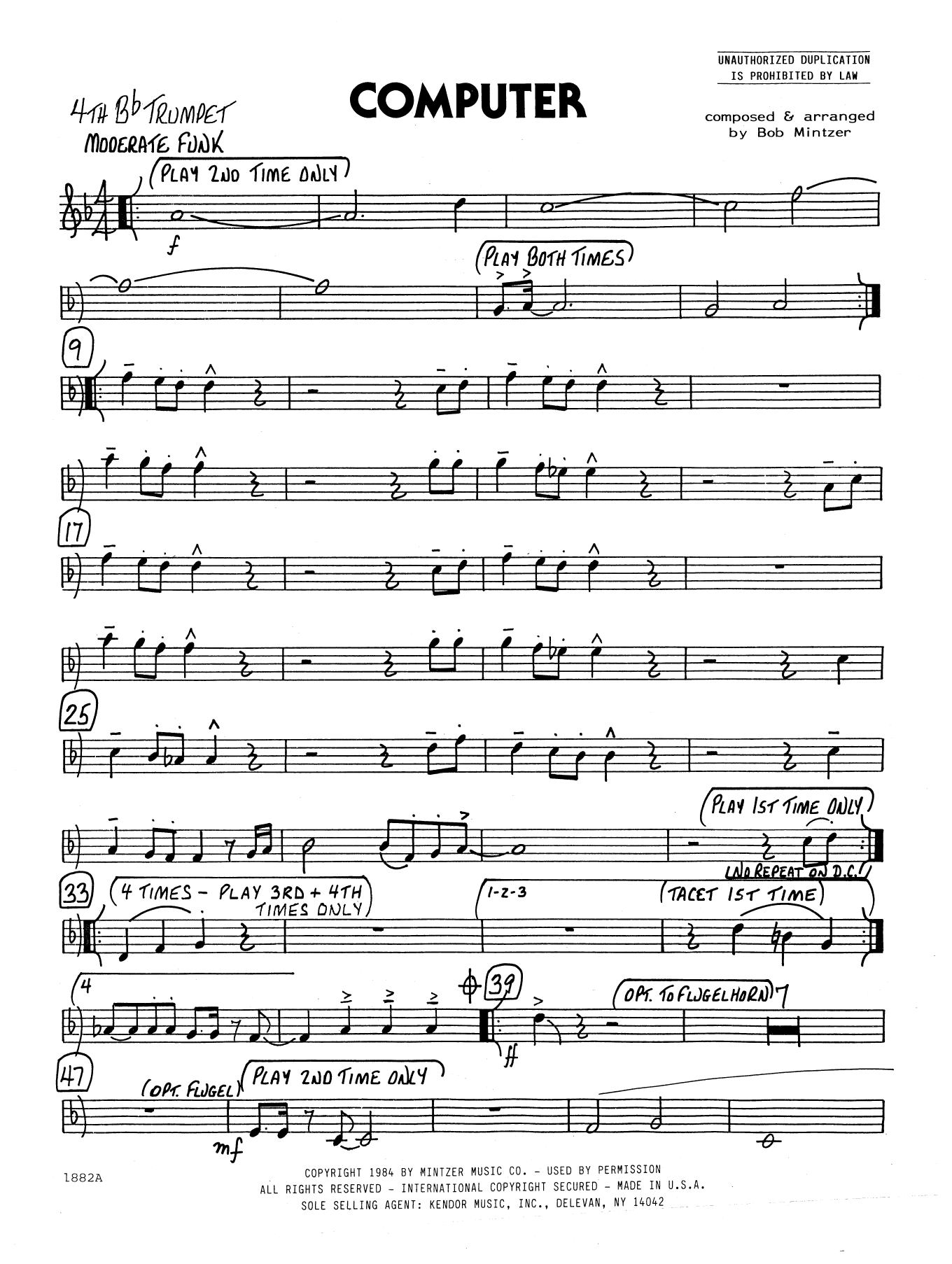 Download Bob Mintzer Computer - 4th Bb Trumpet Sheet Music