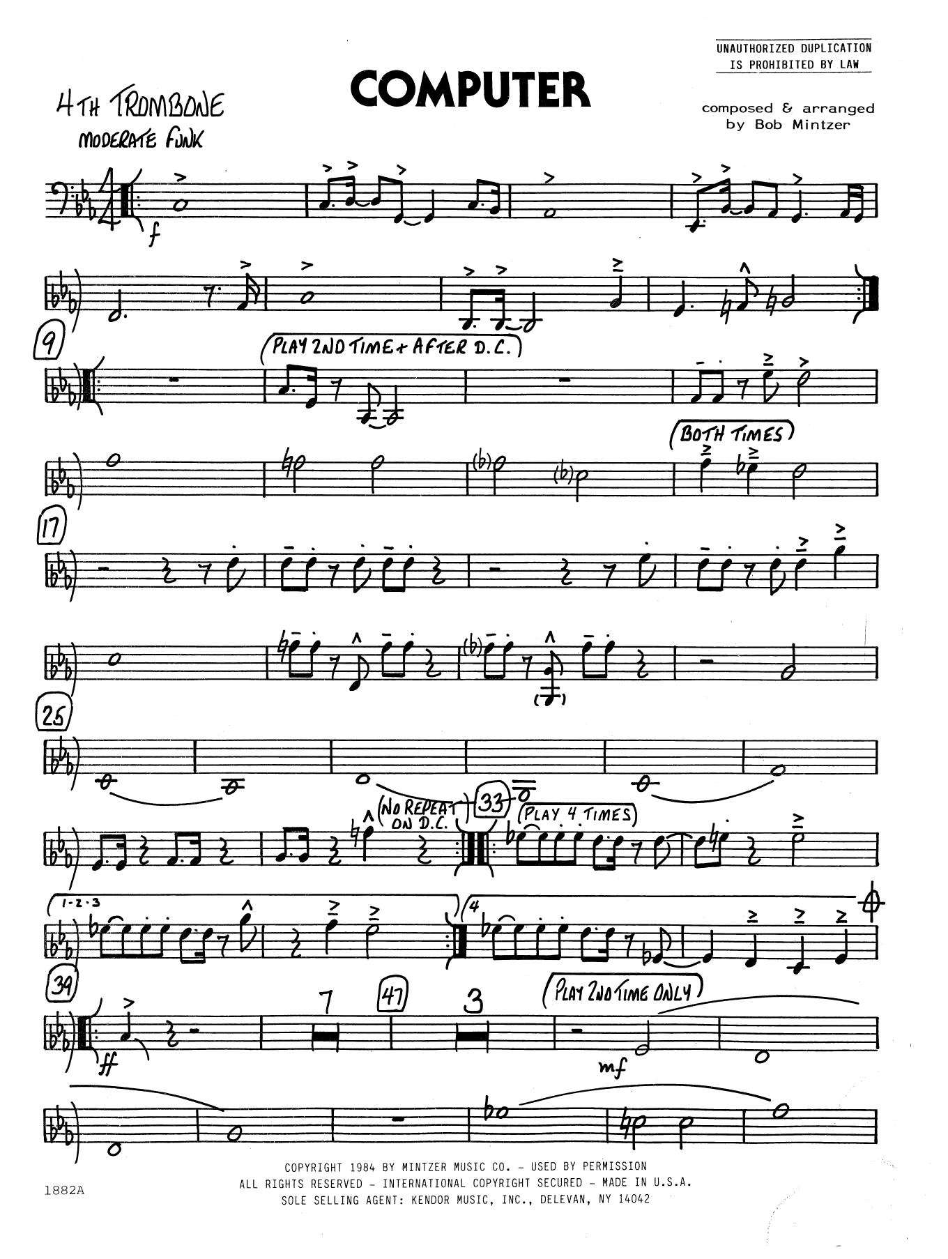 Download Bob Mintzer Computer - 4th Trombone Sheet Music