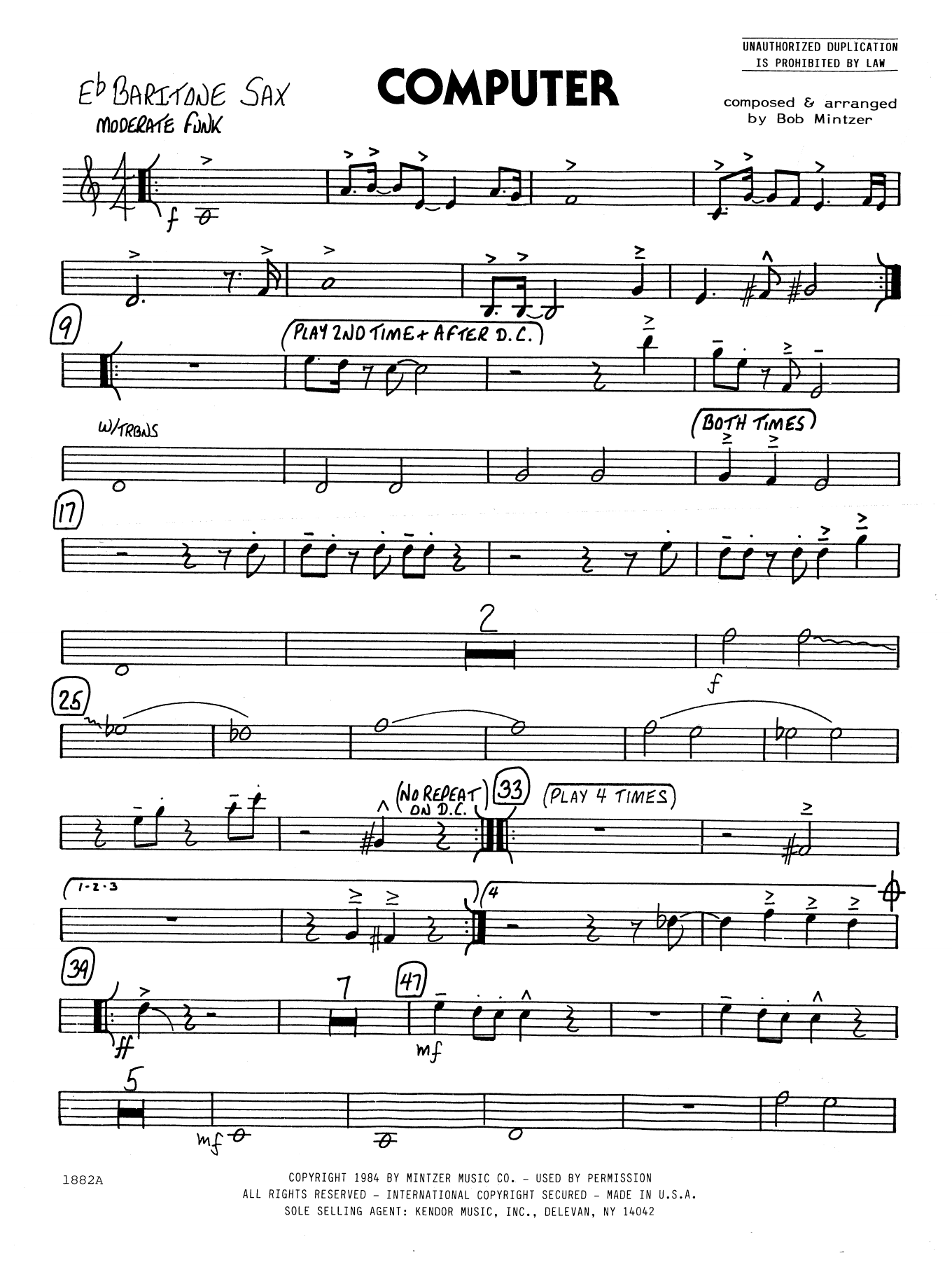 Download Bob Mintzer Computer - Eb Baritone Saxophone Sheet Music