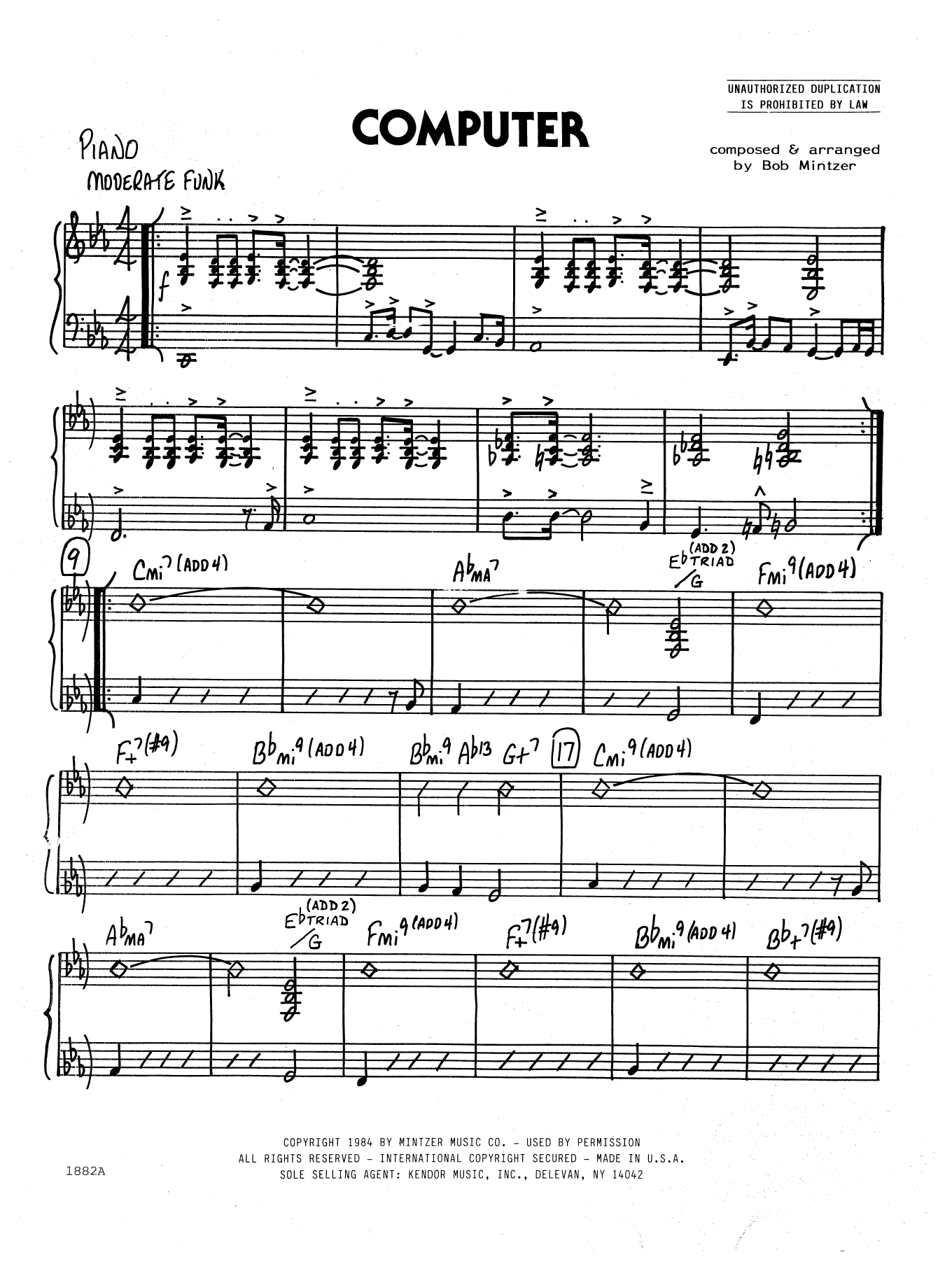 Download Bob Mintzer Computer - Piano Sheet Music