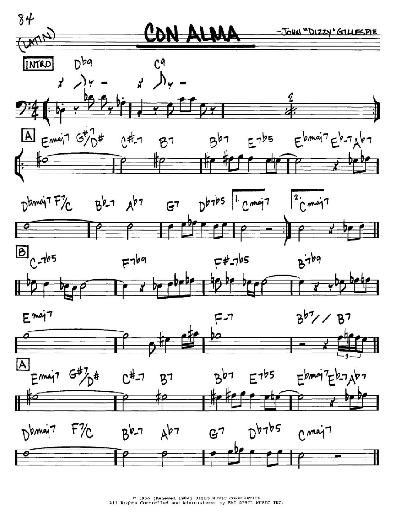 Download Dizzy Gillespie Con Alma Sheet Music