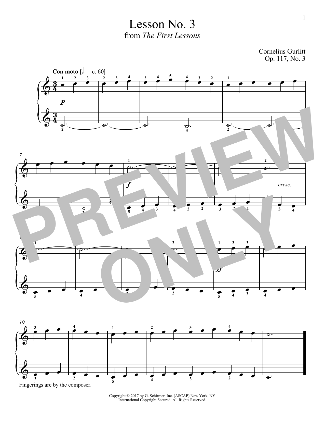 Download Cornelius Gurlitt Con moto, Op. 117, No. 3 Sheet Music