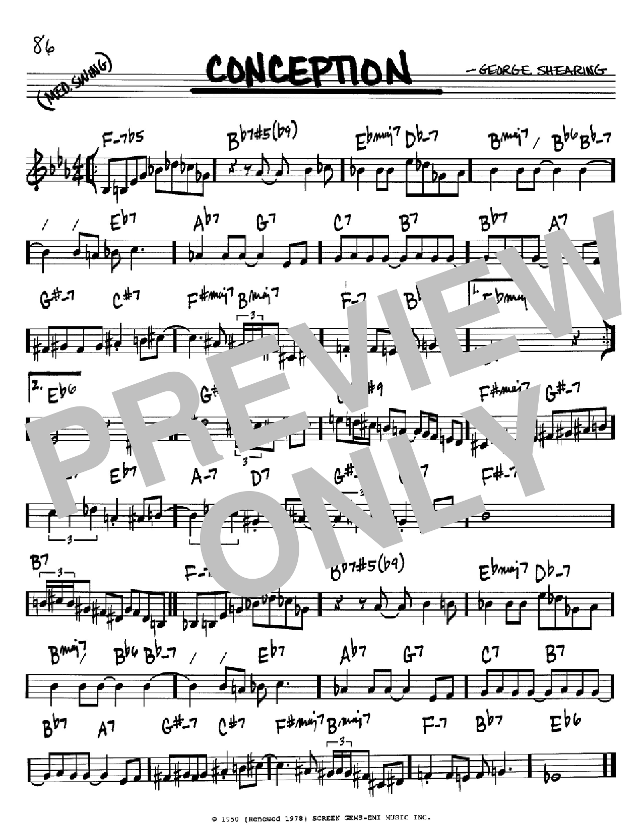 Download George Shearing Conception Sheet Music