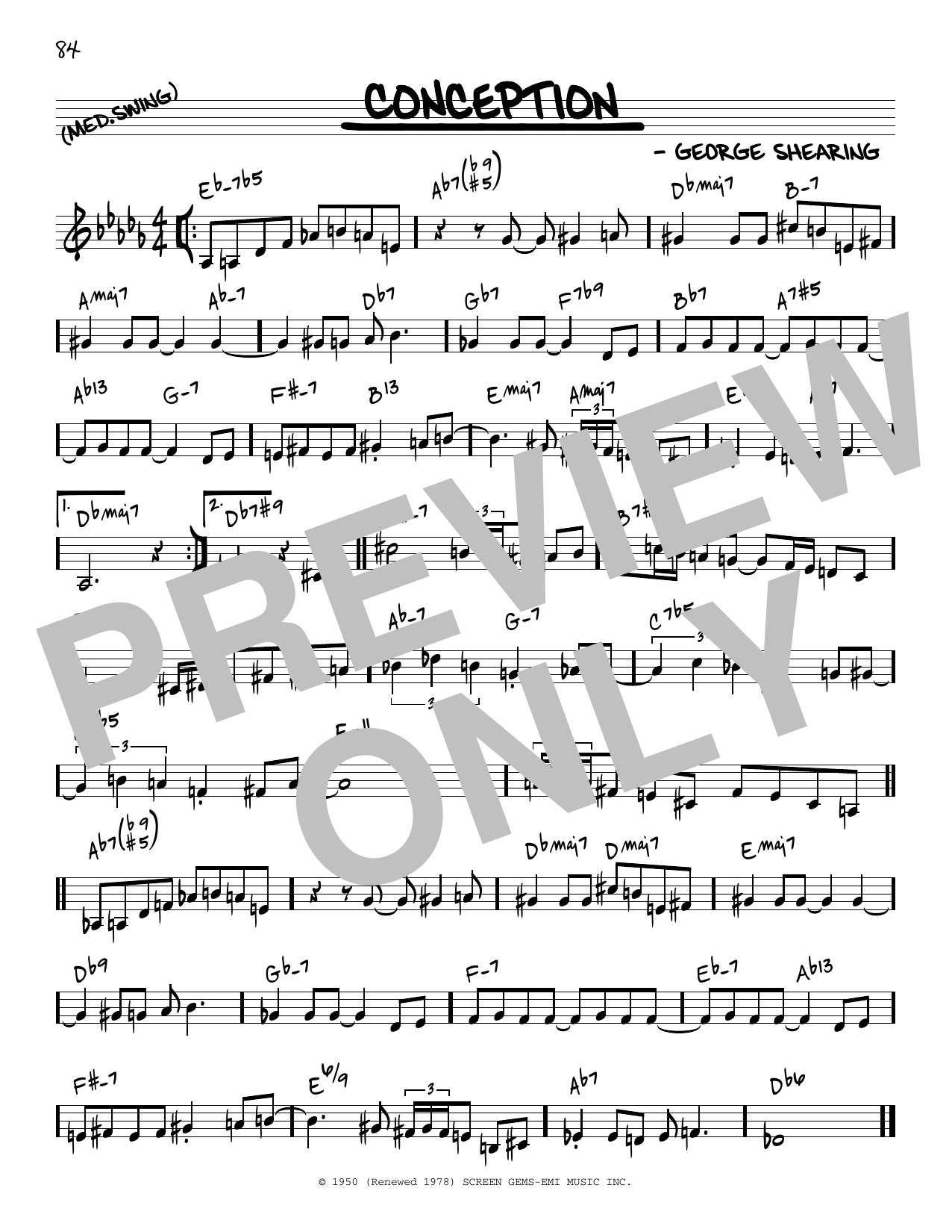 Download George Shearing Conception [Reharmonized version] (arr. Sheet Music