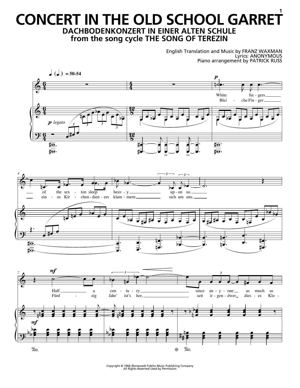 Download Franz Waxman Concert In The Old School Garret (Dachb Sheet Music