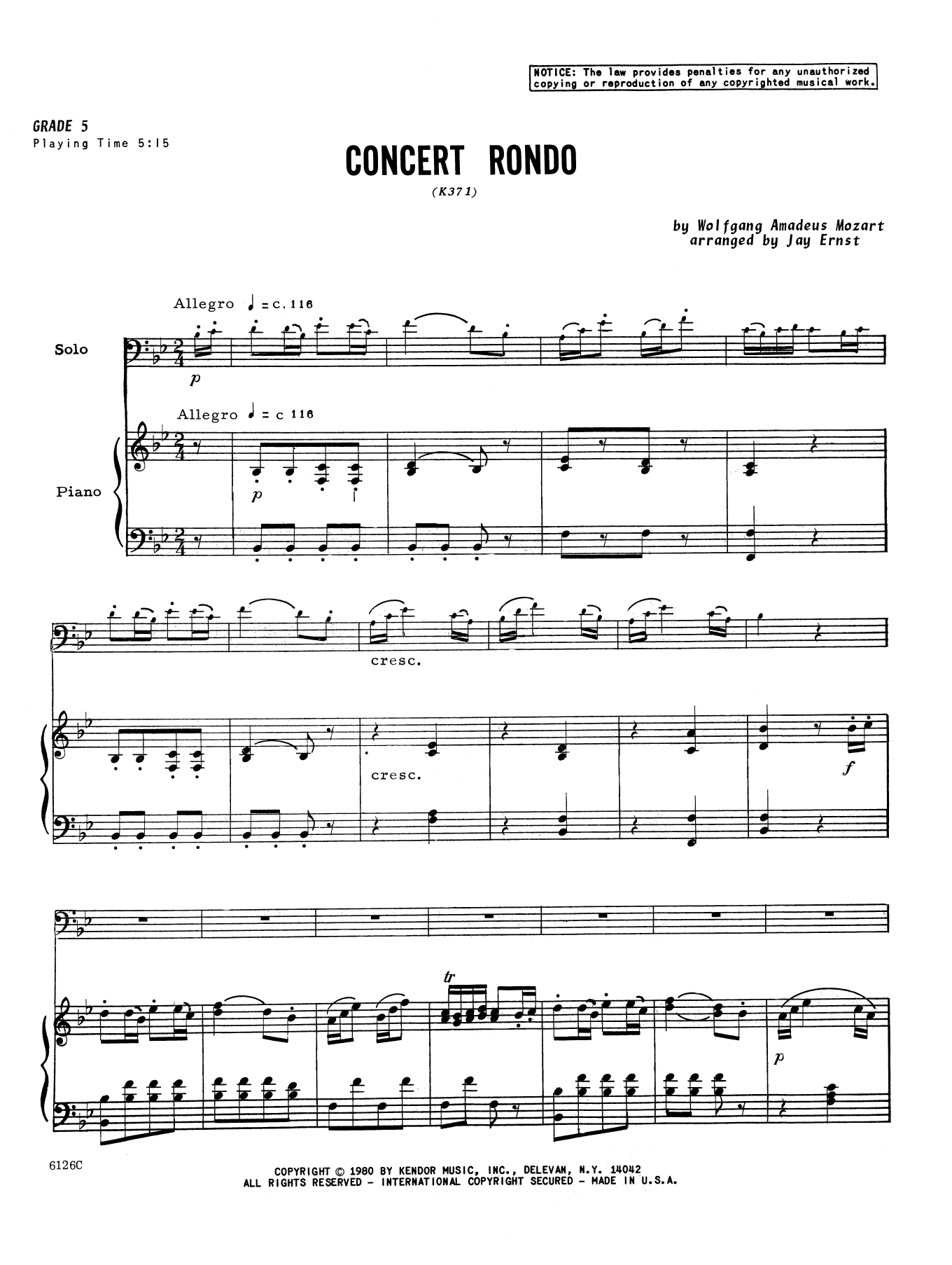 Download Ernst Concert Rondo (K371) - Piano Sheet Music