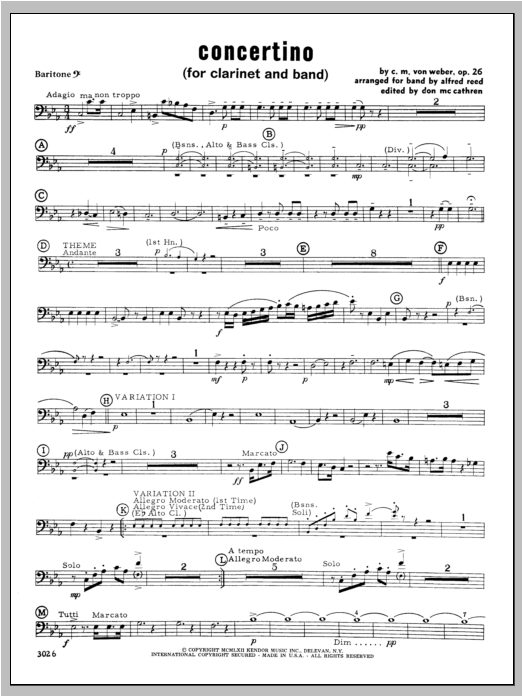 Download Weber Concertino - Baritone B.C. Sheet Music