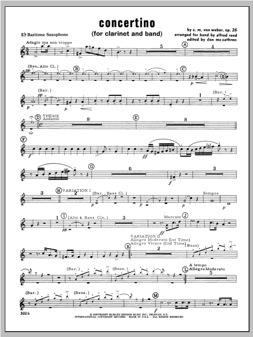 Download Weber Concertino - Baritone Sax Sheet Music